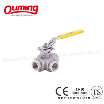 Three Way Threaded End Ball Valve with Lock